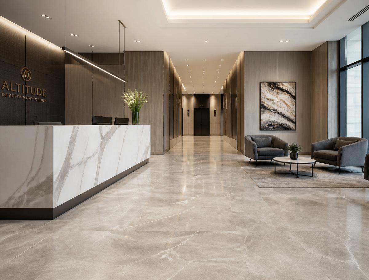 Commercial lobby tiling