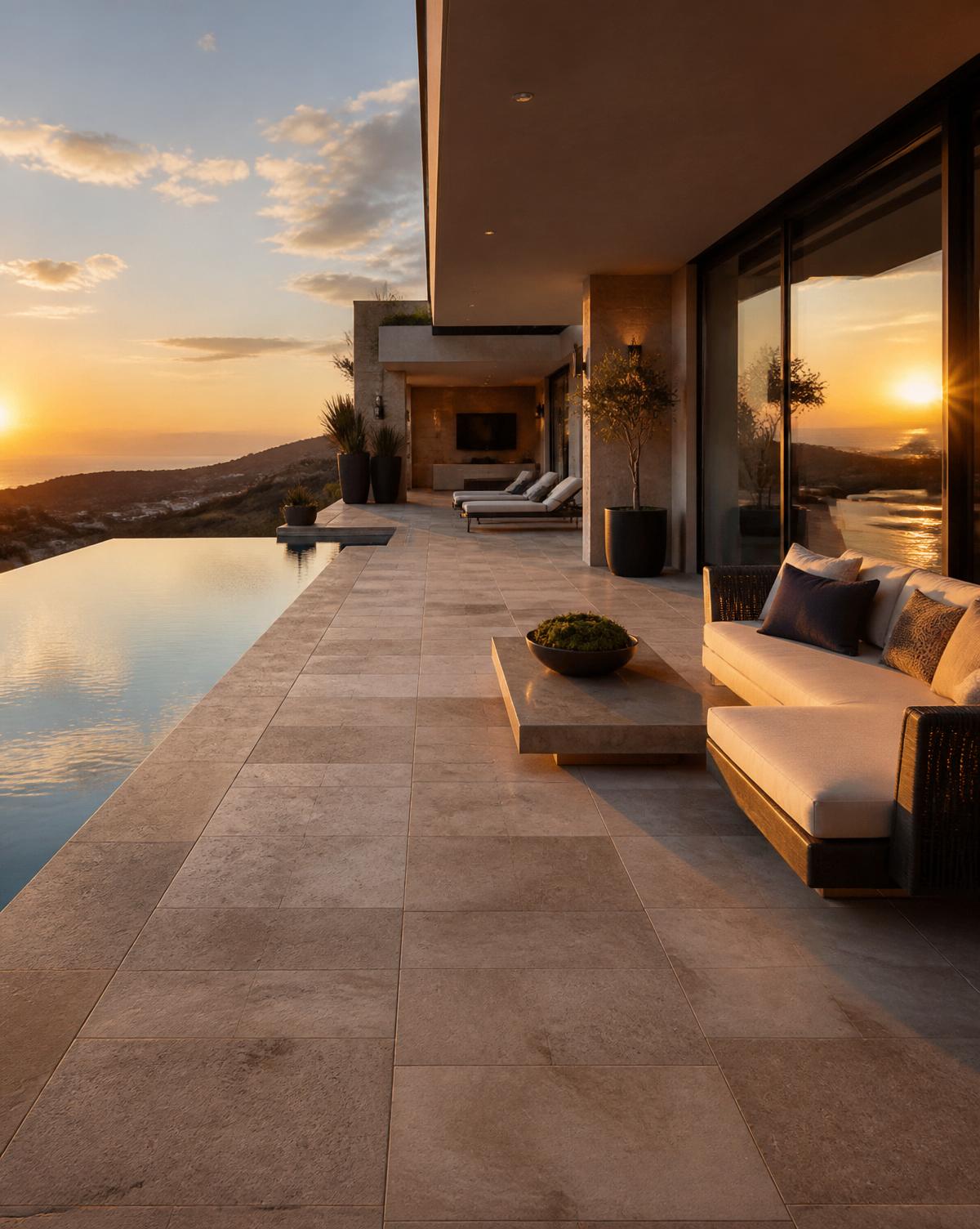 Outdoor paving with pool